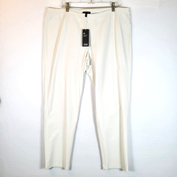 Eileen Fisher Womens Slim Ankle Mid Rise Pull-On Pants Size XL White Career - Picture 1 of 11
